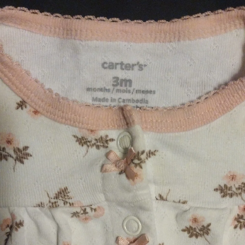 Carter's White and Pink Footie One Piece with Animal Print​​